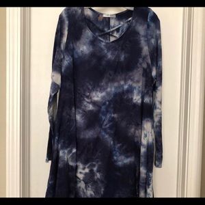 Blue and white tie dye dress